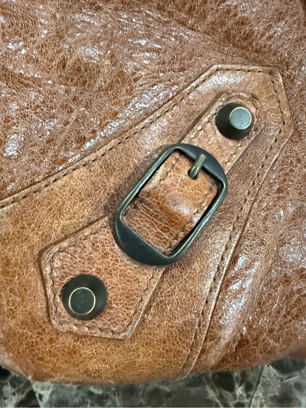 Balenciaga Chevre Leather Flat Messenger Bag Cognac Leather Style 177289 - Picture 9 of 16